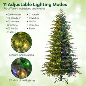 7.5 Feet Pre-Lit Artificial Christmas Tree with Warm White LED Lights