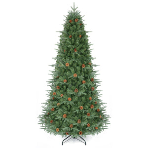 7.5 ft Artificial Christmas Tree with LED Lights and Pine Cones