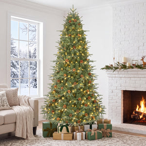 7.5 ft Artificial Christmas Tree with LED Lights and Pine Cones