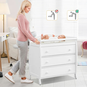 Baby Changing Table Infant Diaper with 3 Drawers and Safety Belt-Brown