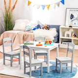 5 pcs Kids Pine Wood Multicolor Table Chair Set