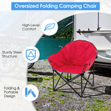 Folding Camping Moon Padded Chair with Carrying Bag-Gray