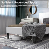 Platform Bed with Button Tufted Headboard-Gray