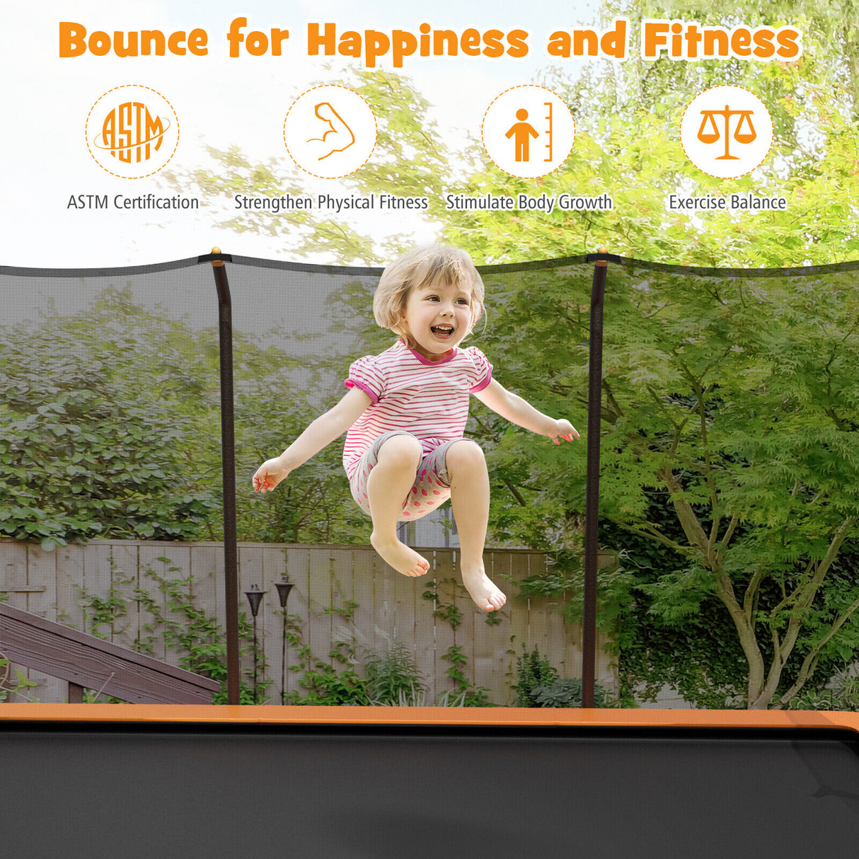 8 x 14 Feet Rectangular Recreational Trampoline with Safety Enclosure Net and Ladder-Blue