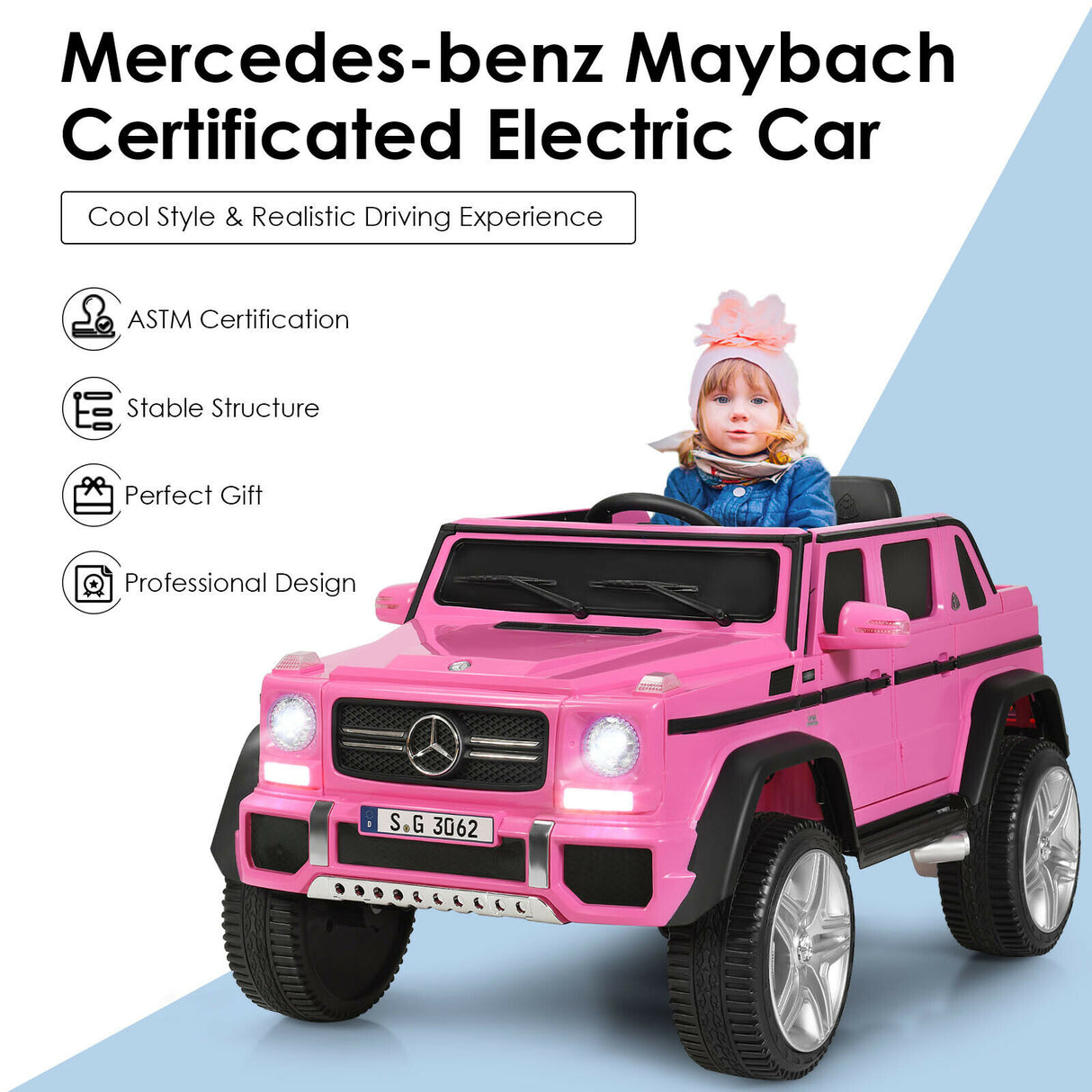 12V Licensed Mercedes-Benz Kids Ride On Car-Black