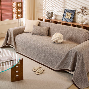 Natural Textured Linen Couch Cover, Breathable & Hypoallergenic Furniture Protector