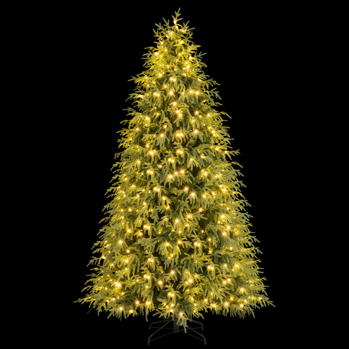 7/7.5/8 Feet Pre-Lit Artificial Christmas Tree Hinged Faux Xmas Tree with Soft Branch Tips-7.5 feet