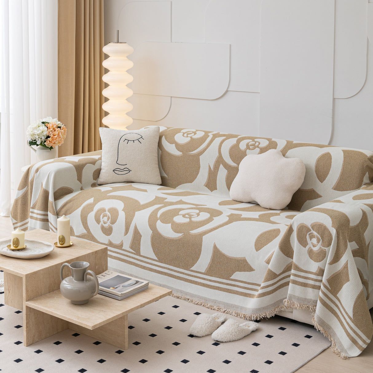 Chenille Sofa Cover Blanket, Couch Cover Blanket Throws for Couches Living Room Furniture Throw Covers