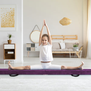 9 FT Folding Gymnastics Balance Beam with Anti-slip Base and Pine Wood Frame-Purple