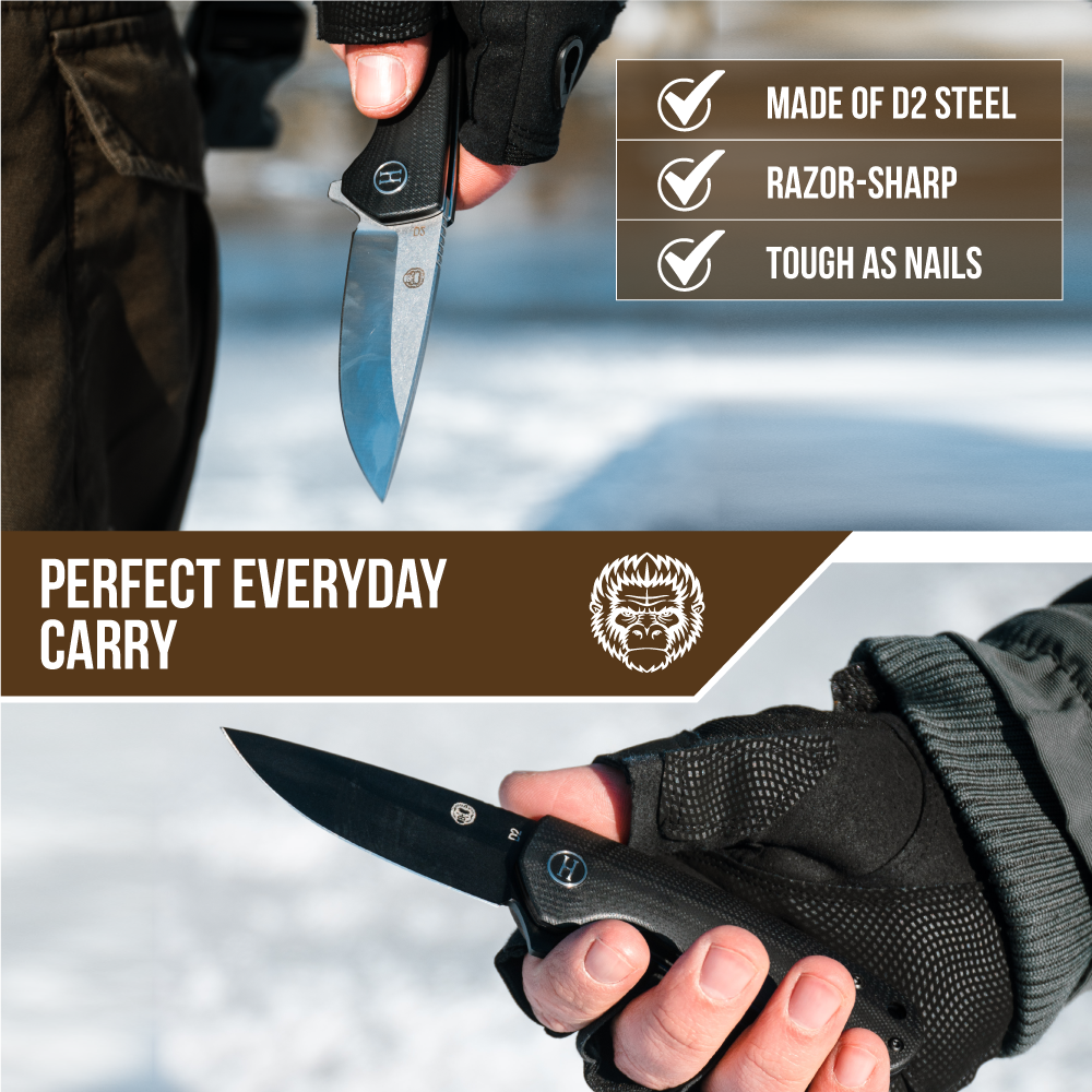 The Peasant Folding Pocket Knife Giftset for Men and Women (Black)