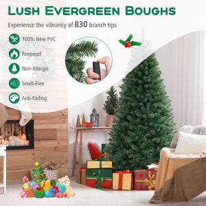 6/7/8 FT Artificial Christmas Tree with 568/830/1182 Branch Tips and 200/250/400 Warm White LED Lights-L