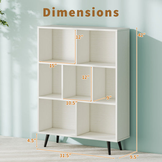7/8/10-Cube Bookcase with 5 Tapered Metal Legs-7 Cubes