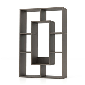 7-Cube Geometric Bookshelf Modern Decorative Open Bookcase-Gray