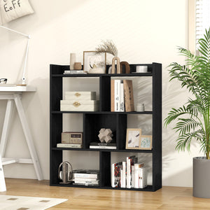 7 Cubes Open-back Bookshelf with Anti-Toppling Devices-Black