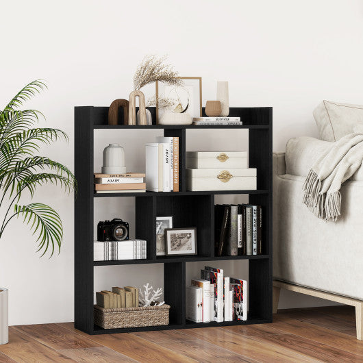 7 Cubes Open-back Bookshelf with Anti-Toppling Devices-Black