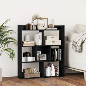 7 Cubes Open-back Bookshelf with Anti-Toppling Devices-Black