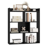 7 Cubes Open-back Bookshelf with Anti-Toppling Devices-Black