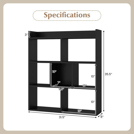 7 Cubes Open-back Bookshelf with Anti-Toppling Devices-Black