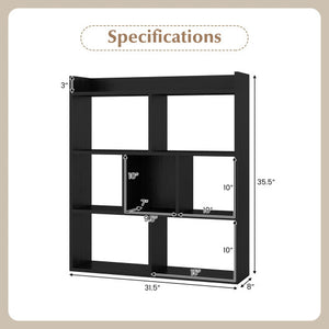 7 Cubes Open-back Bookshelf with Anti-Toppling Devices-Black