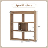 7 Cubes Open-back Bookshelf with Anti-Toppling Devices-Natural