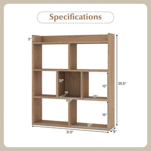 7 Cubes Open-back Bookshelf with Anti-Toppling Devices-Natural