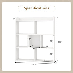 7 Cubes Open-back Bookshelf with Anti-Toppling Devices-White