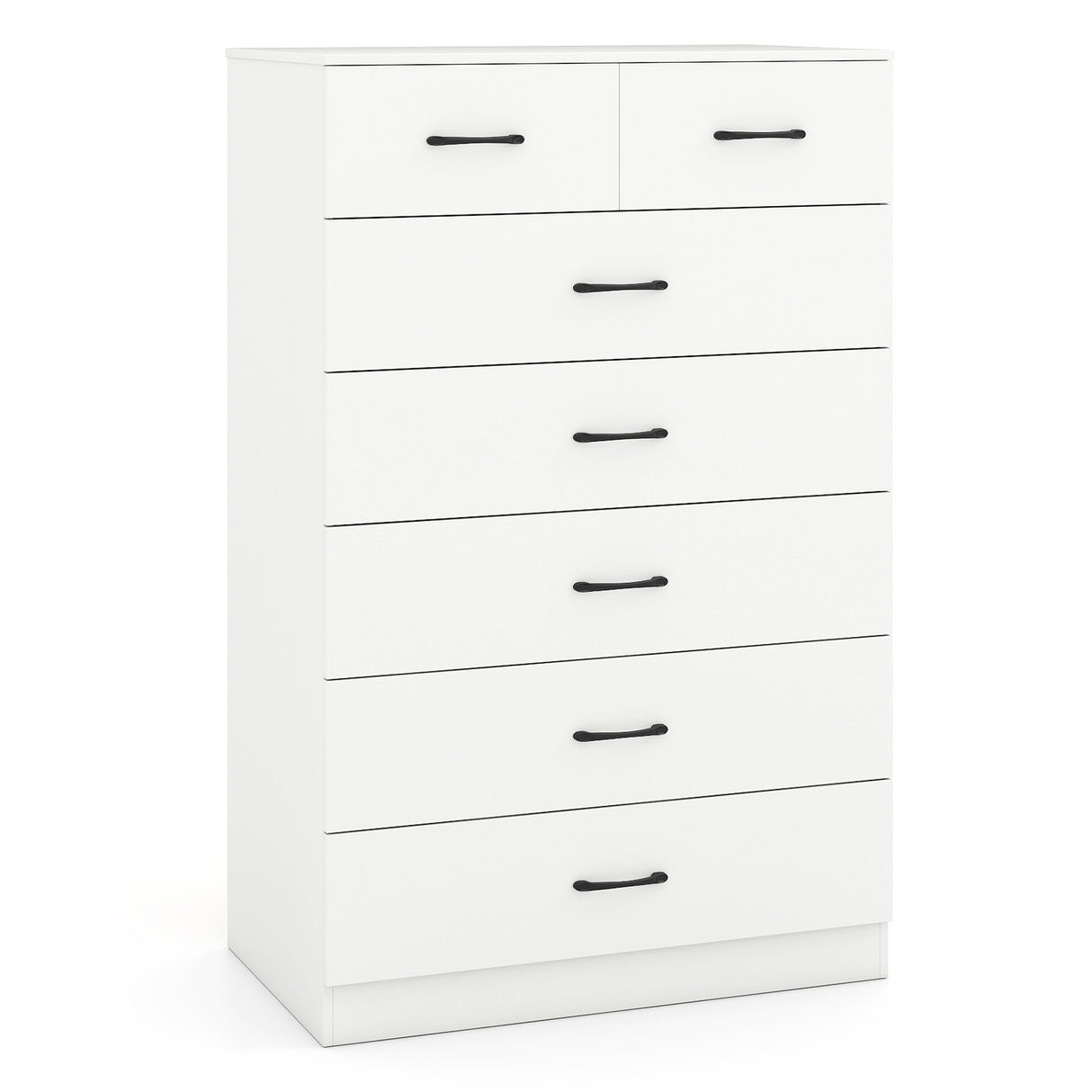 7-Drawer Tall Dresser with Metal Handles and Anti-Tipping Kits-White