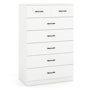 7-Drawer Tall Dresser with Metal Handles and Anti-Tipping Kits-White