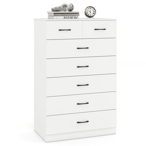 7-Drawer Tall Dresser with Metal Handles and Anti-Tipping Kits-White