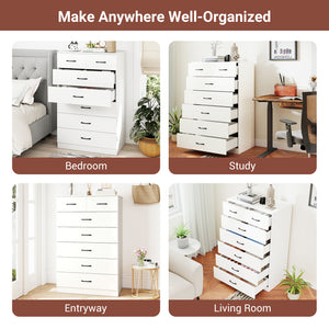 7-Drawer Tall Dresser with Metal Handles and Anti-Tipping Kits-White