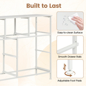 7-Drawer Wide Dresser with 2-Sized Folding Fabric Drawers for Bedroom-White