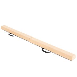 7 FT Folding Balance Beam with Removable Suede Cover and Non-slip Bottom-Khaki