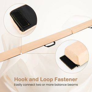 7 FT Folding Balance Beam with Removable Suede Cover and Non-slip Bottom-Khaki