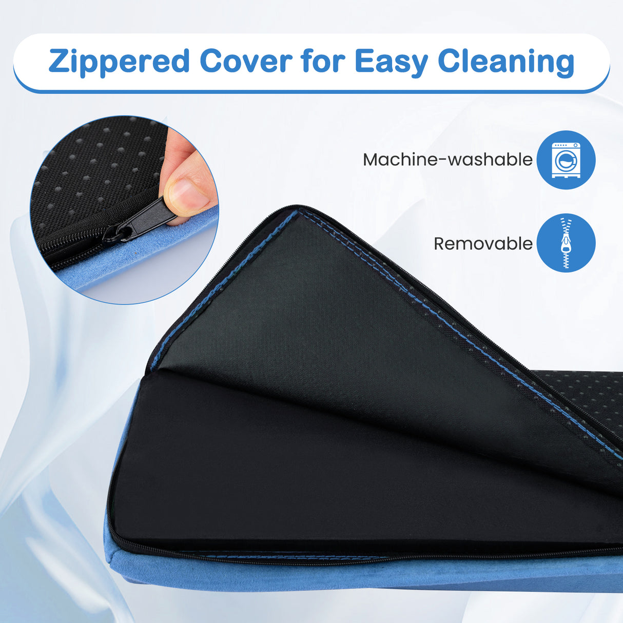 7 FT Folding Balance Beam with Removable Suede Cover and Non-slip Bottom-Navy