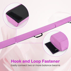 7 FT Folding Balance Beam with Removable Suede Cover and Non-slip Bottom-Purple