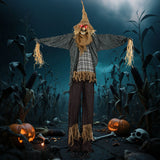 7 FT Halloween Decoration Animated Standing Scary Scarecrow with Light-up Eyes for Hunted Houses