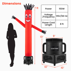 7 FT Inflatable Tube Man with Blower for Outdoor Business Promotion Store-Black