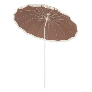 7 FT Patio Umbrella with Fringe Boho Tassel Umbrella for Outdoor Beach Garden Poolside-Brown