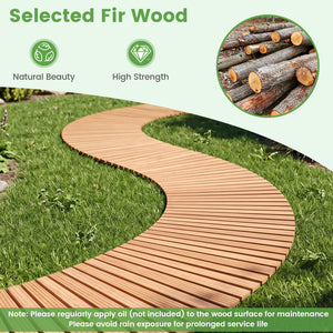 7 FT Wooden Garden Pathway with Anti-slip Surface for Gardens Patios-Natural