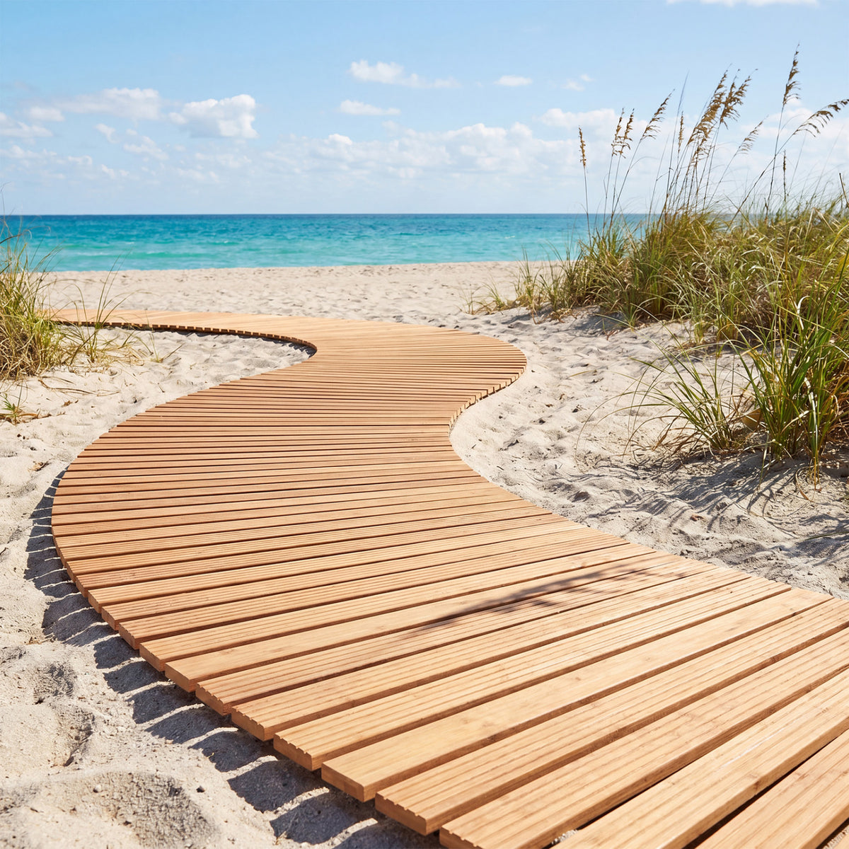 7 FT Wooden Garden Pathway with Anti-slip Surface for Gardens Patios-Natural