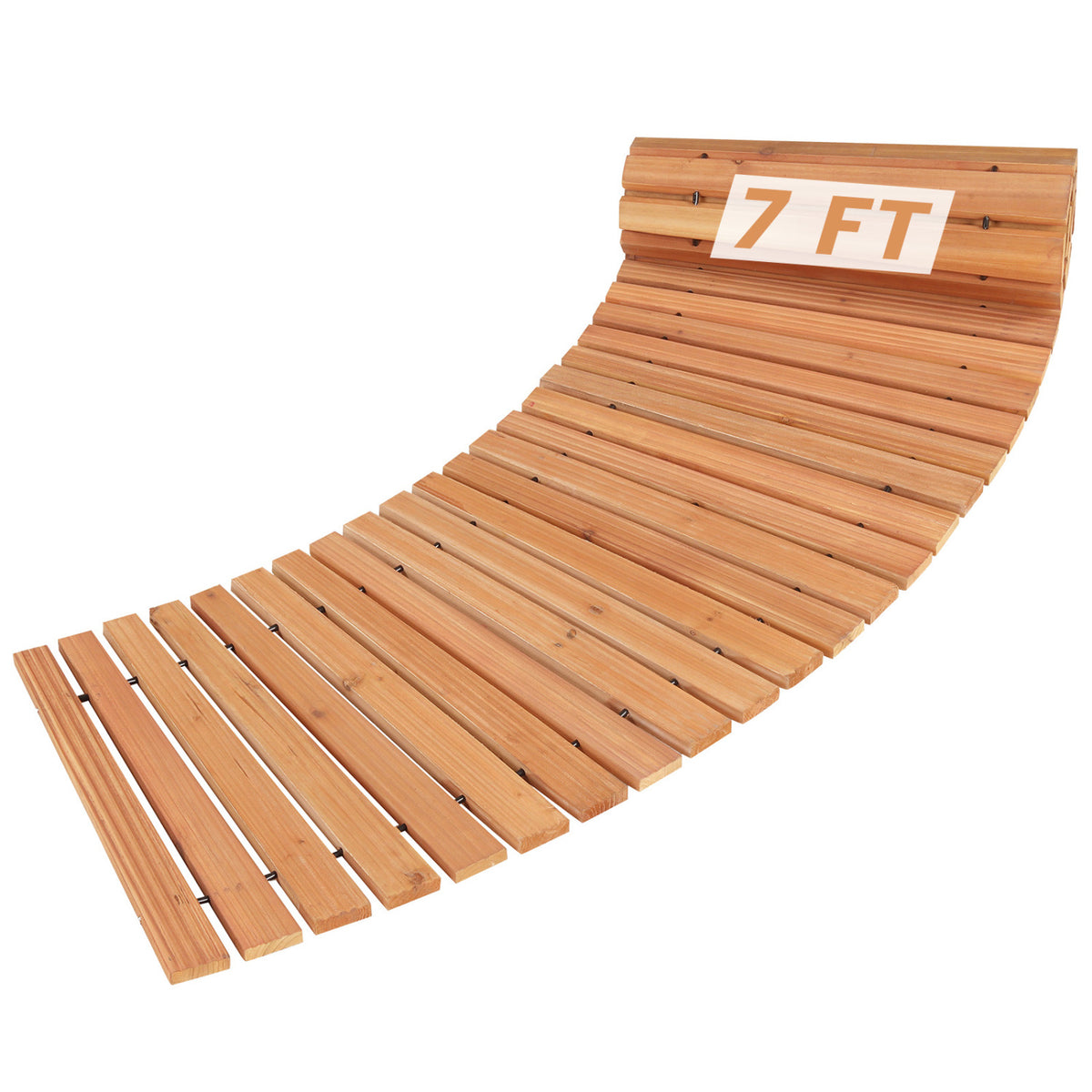 7 FT Wooden Garden Pathway with Anti-slip Surface for Gardens Patios-Natural