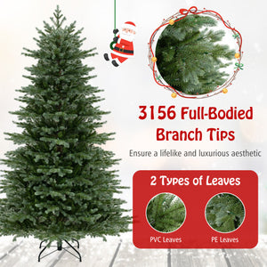 5/6/7 Feet Artificial Christmas Tree with 1426/2116/3156 Lush PVC and 200/300/400 Warm White LED Lights-L