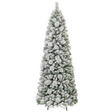 7 Feet Flocked Christmas Tree with Pine Needles and LED Lights