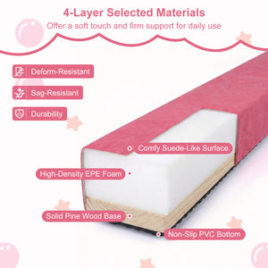 7 Feet Folding Portable Floor Balance Beam with Handles for Gymnasts-Rose