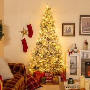 7 Feet Half Artificial Christmas Tree with 852 PE & PVC Branch Tips and 9 Modes-M