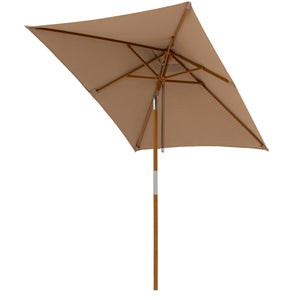 7 Feet Outdoor Rectangular Patio Umbrella with 3 Adjustable Heights-Coffee