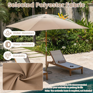 7 Feet Outdoor Rectangular Patio Umbrella with 3 Adjustable Heights-Coffee
