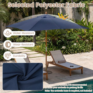 7 Feet Outdoor Rectangular Patio Umbrella with 3 Adjustable Heights-Navy