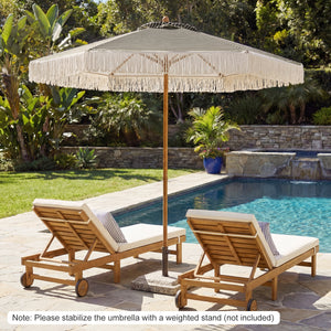 7 Feet Patio Umbrella with Fringe Sun-Protective Beach Umbrella with Boho Tassel-Green