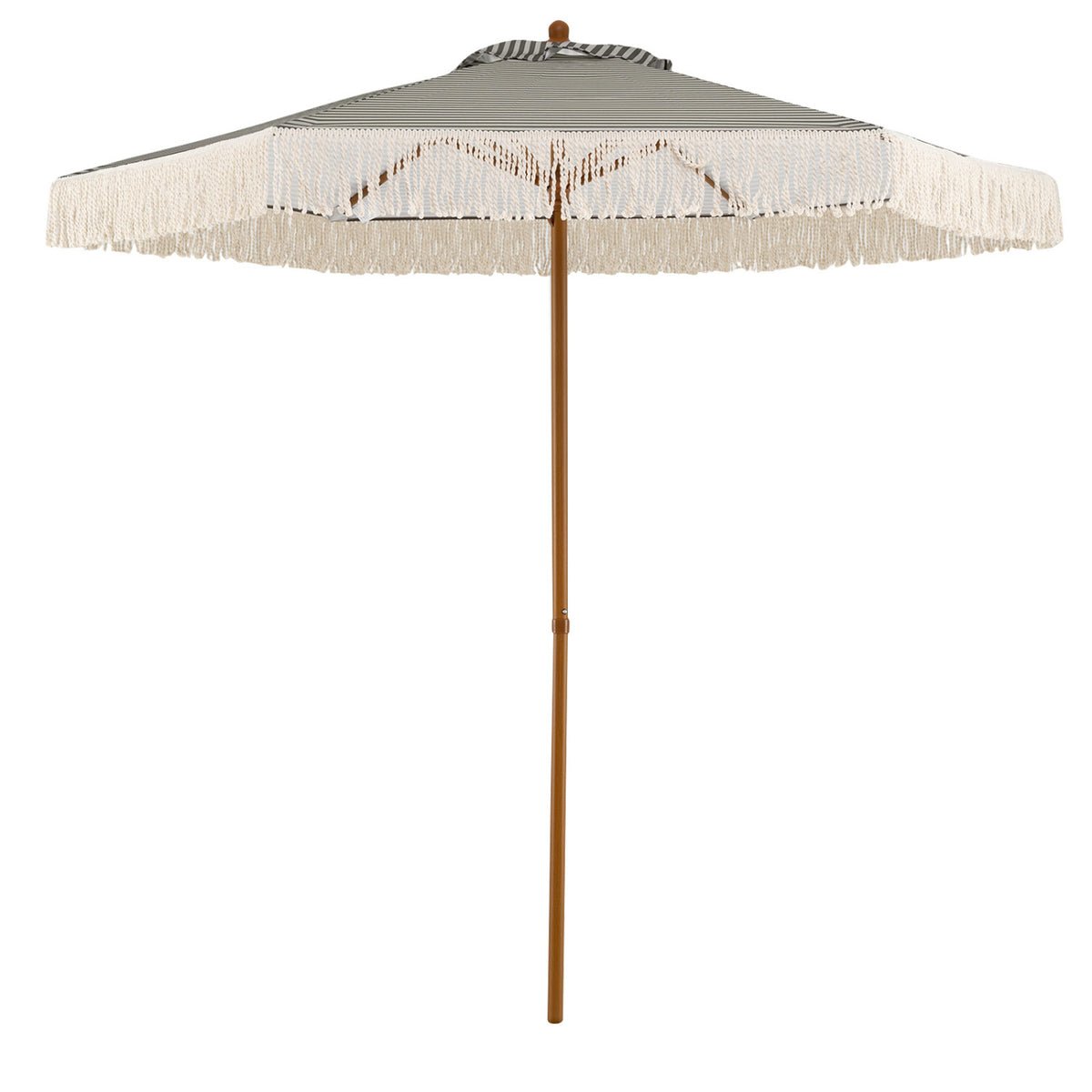 7 Feet Patio Umbrella with Fringe Sun-Protective Beach Umbrella with Boho Tassel-Green
